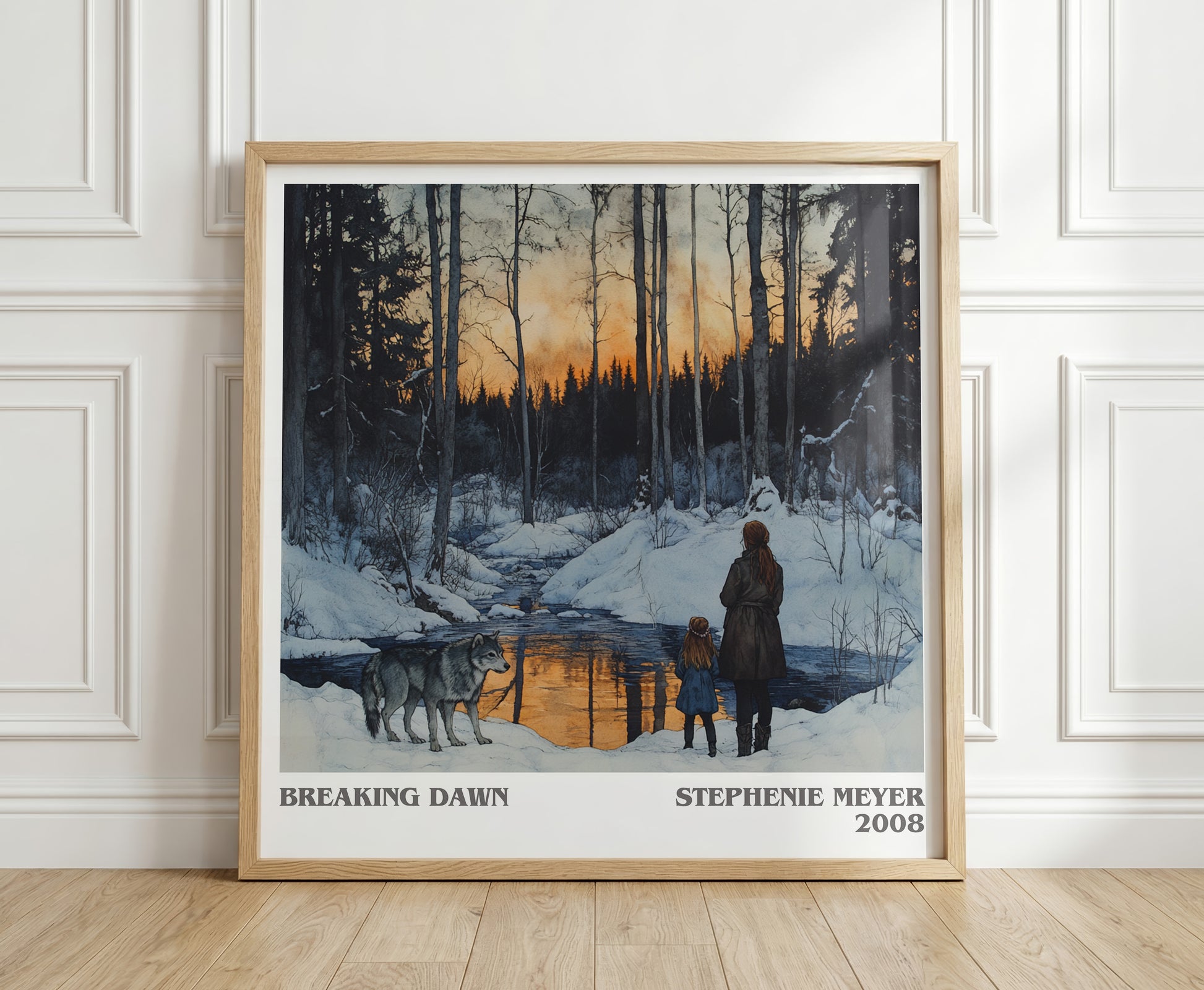 Breaking Dawn literary print in frame leaning in hallway – romance wall art