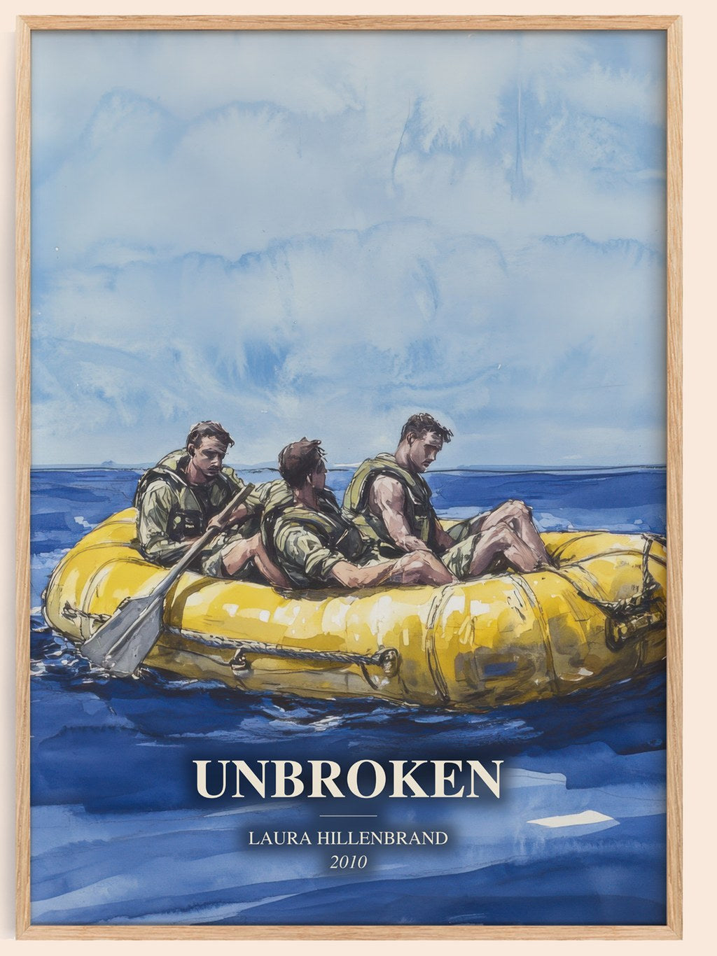 Unbroken watercolour book poster by Laura Hillenbrand – framed literary art print