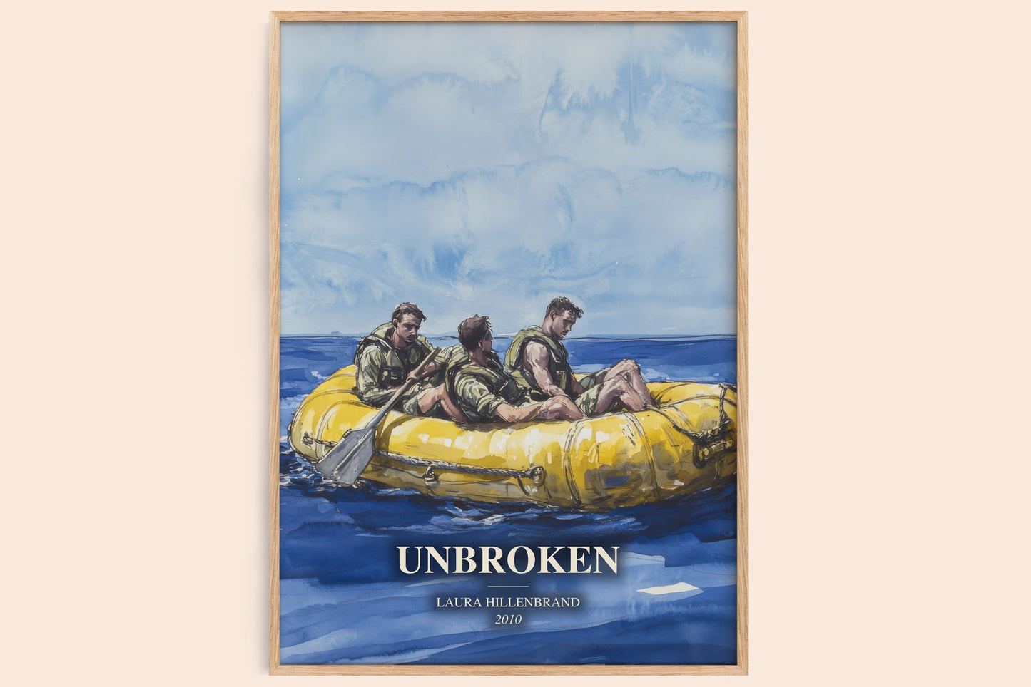 Unbroken watercolour book poster by Laura Hillenbrand – framed literary art print