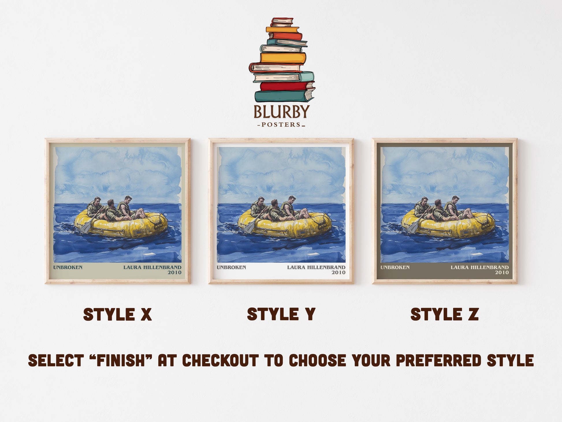 Unbroken literary art print colour and style options – Laura Hillenbrand book art