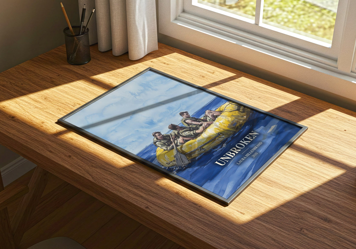 Unbroken watercolour book poster framed on wall – non fiction wall art