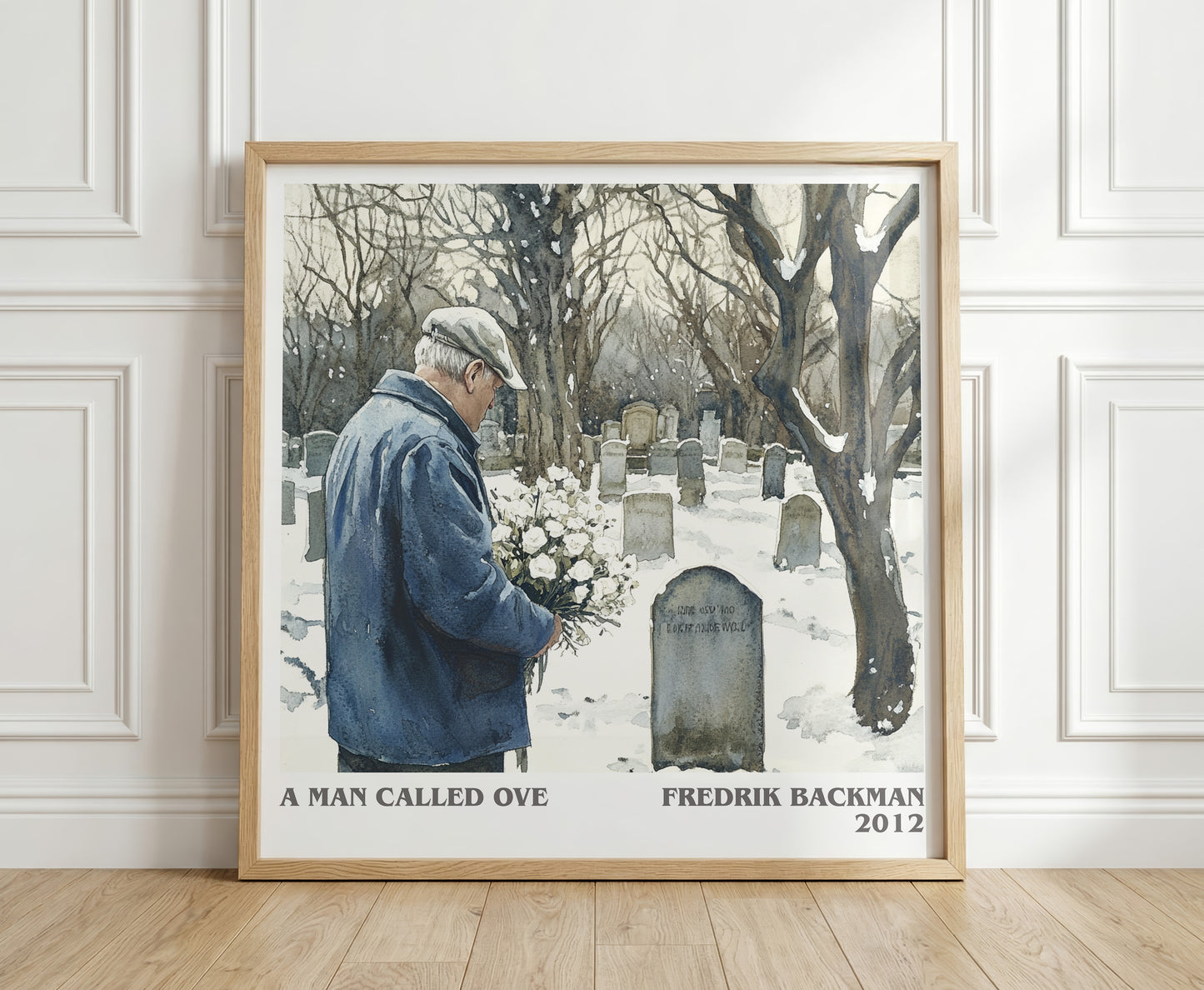 A Man Called Ove literary print in frame leaning in hallway – coming of age wall art
