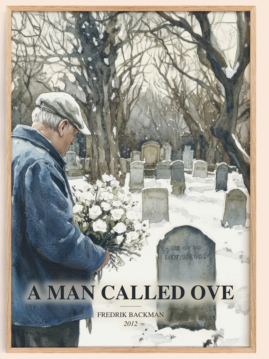 A Man Called Ove watercolour book poster by Fredrik Backman – framed literary art print
