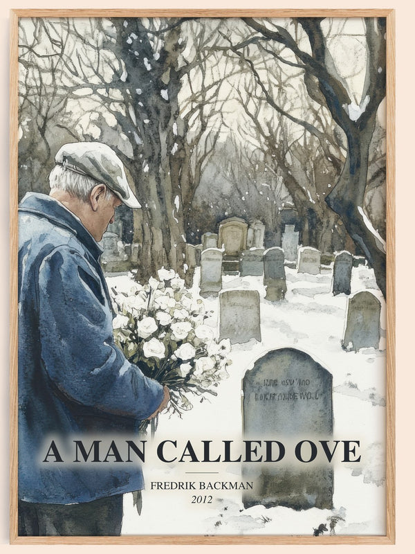 A Man Called Ove watercolour book poster by Fredrik Backman – framed literary art print