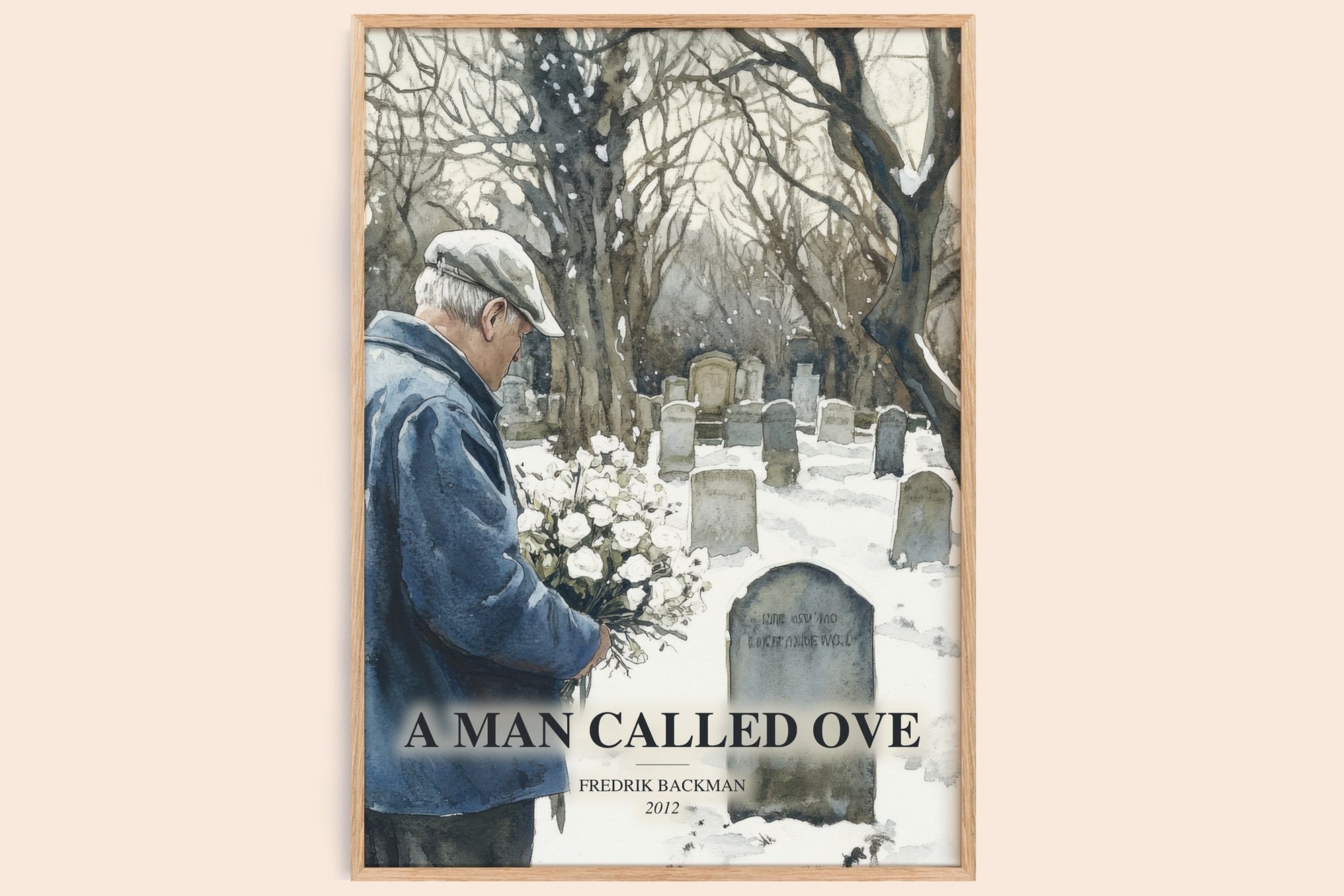 A Man Called Ove watercolour book poster by Fredrik Backman – framed literary art print