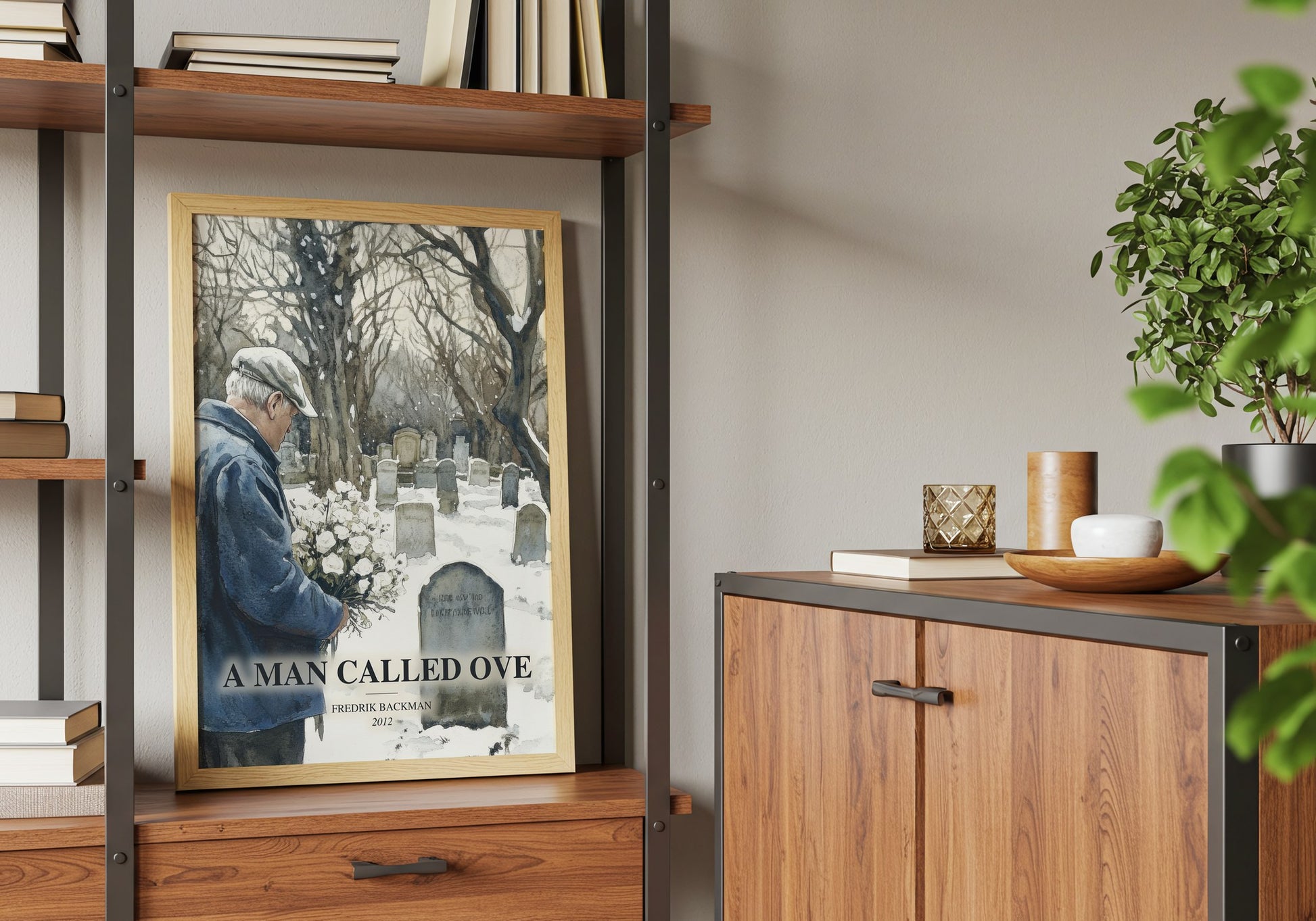 A Man Called Ove book watercolour illustration paper finish options – matte satin gloss