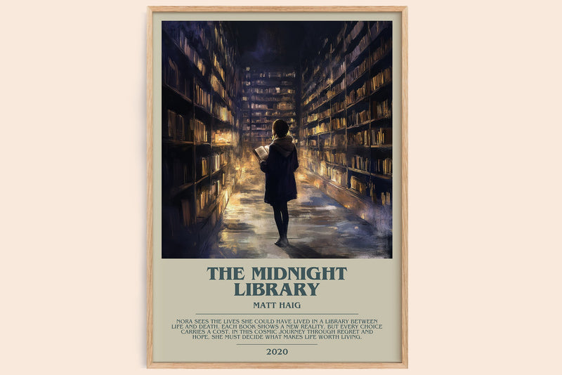 The Midnight Library Bookish Wall Art by Matt Haig (Modern style)