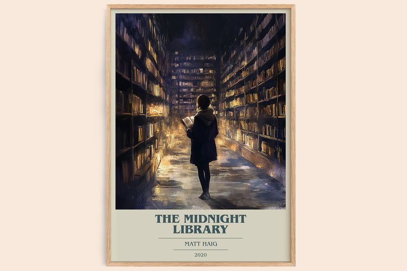 The Midnight Library Book Cover Poster by Matt Haig (Modern Minimalist style)