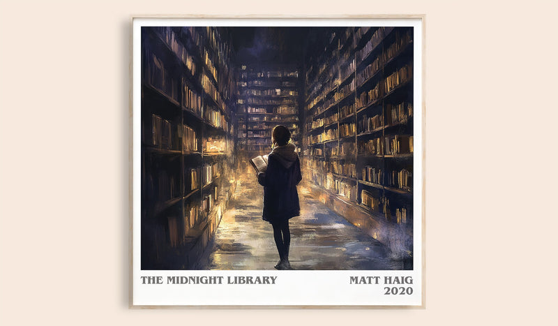 The Midnight Library Literary Art Print by Matt Haig (Square style)