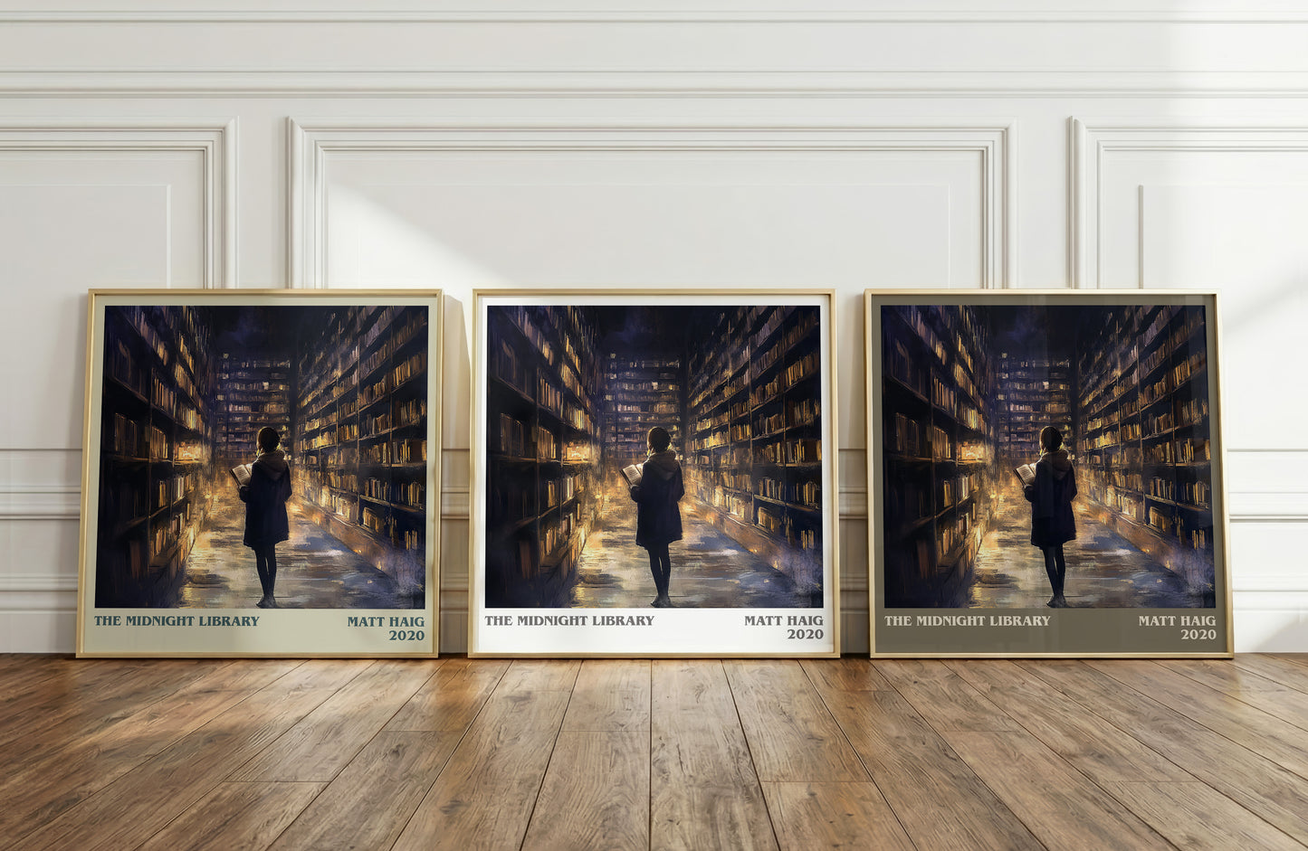 The Midnight Library literary print framed by window – literary home decor