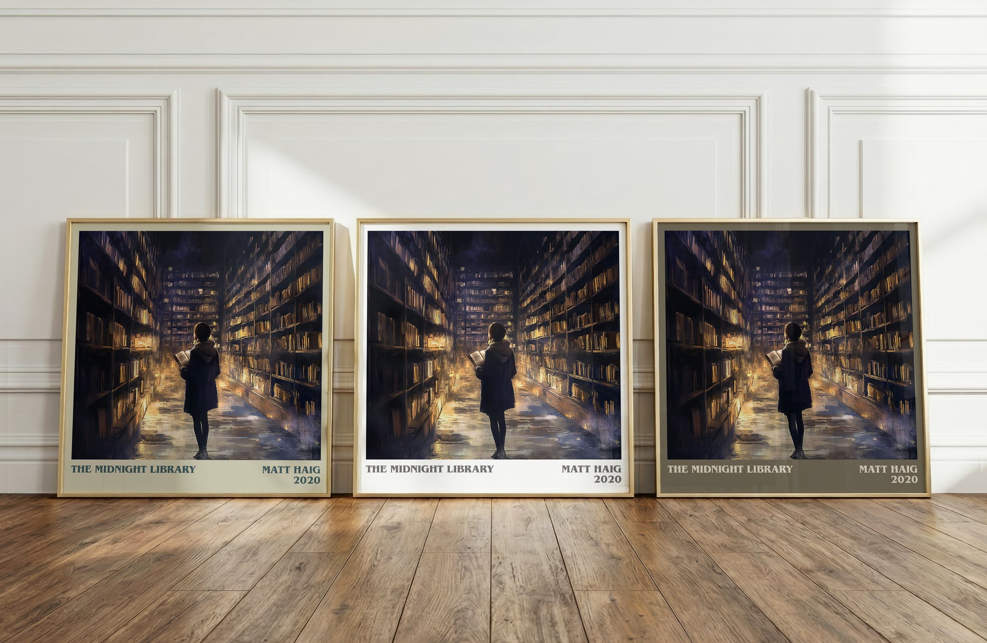 The Midnight Library literary print framed by window – literary home decor