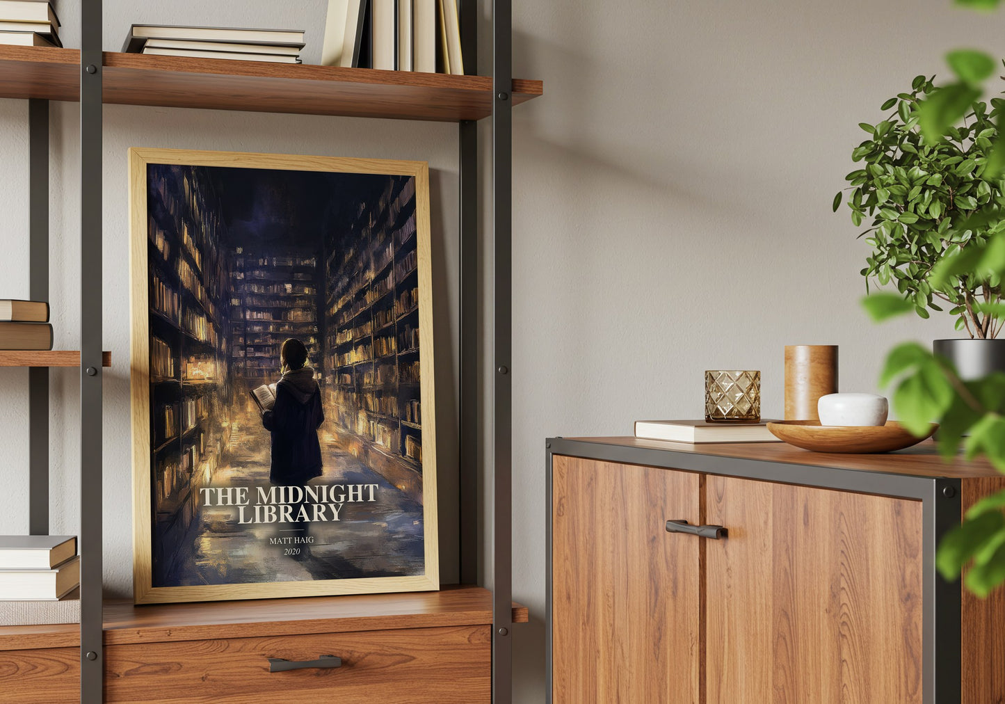 The Midnight Library book watercolour illustration paper finish options – matte satin gloss