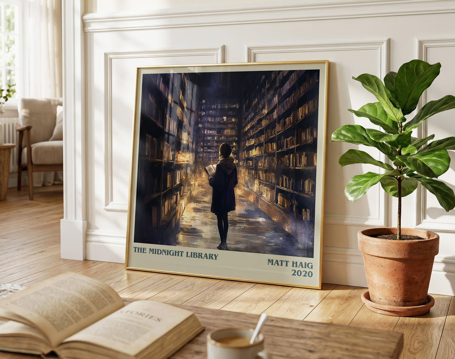 The Midnight Library literary poster paired in gallery wall – literary art prints