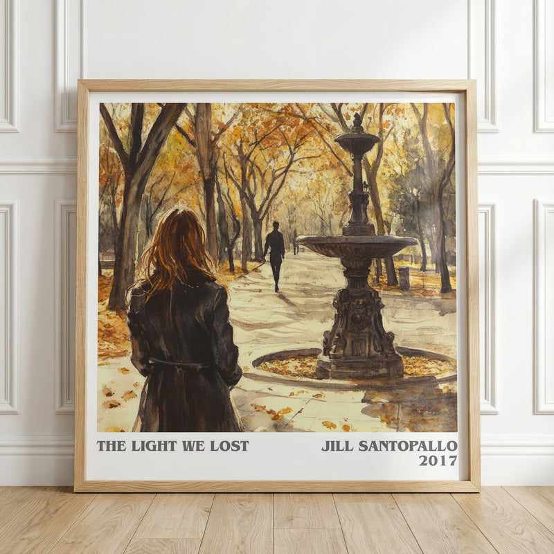 The Light We Lost literary print in frame leaning in hallway – romance wall art