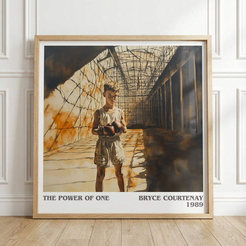 The Power of One literary print in frame leaning in hallway – classic literature wall art