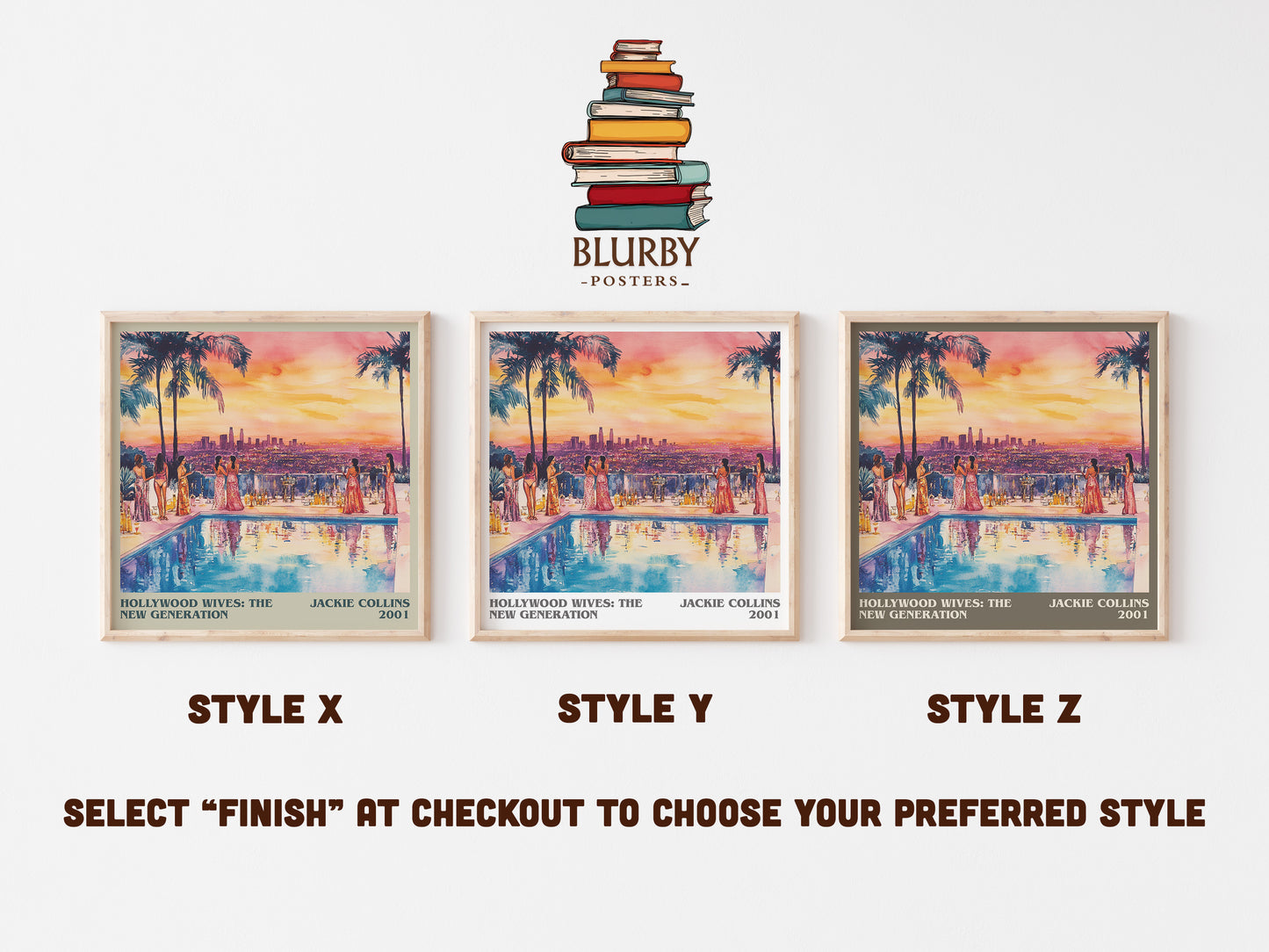 Hollywood Wives: The New Generation literary art print colour and style options – Jackie Collins book art