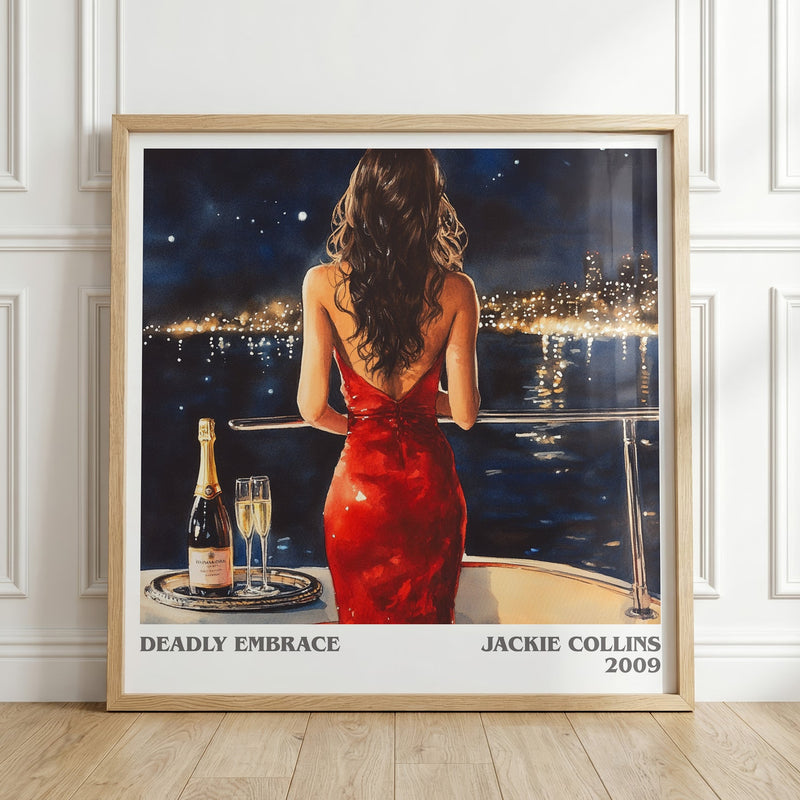 Deadly Embrace literary print in frame leaning in hallway – romance wall art