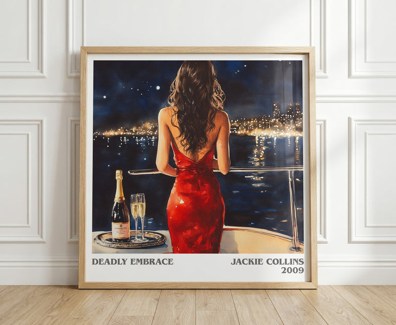 Deadly Embrace literary print in frame leaning in hallway – romance wall art