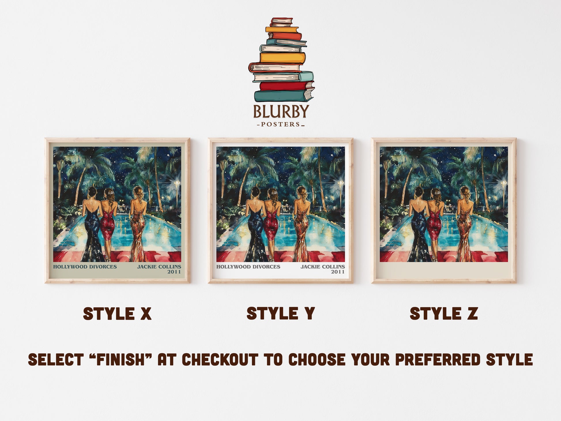 Hollywood Divorces literary art print colour and style options – Jackie Collins book art