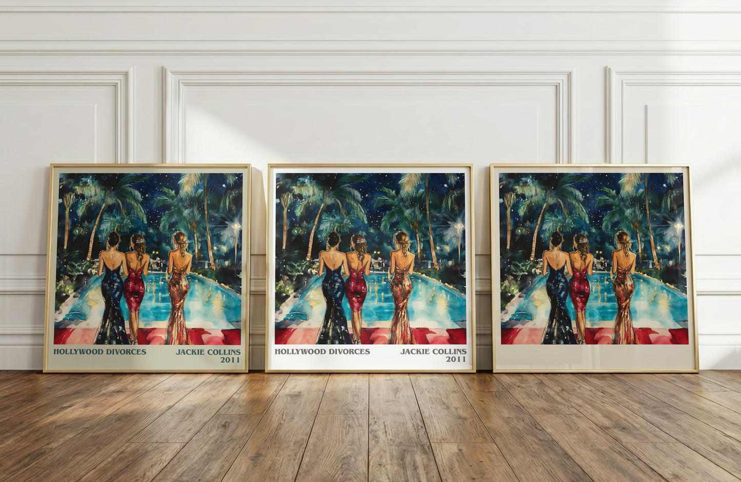 Hollywood Divorces literary print framed by window – literary home decor