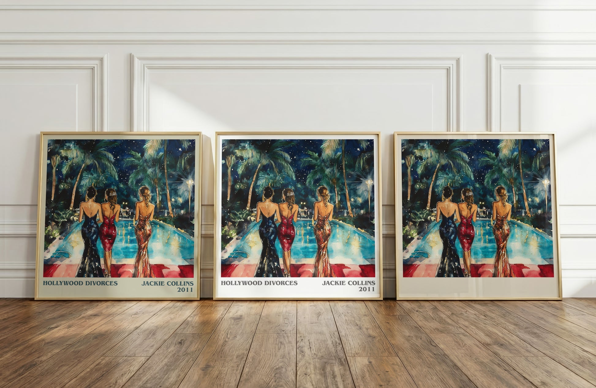 Hollywood Divorces literary print framed by window – literary home decor