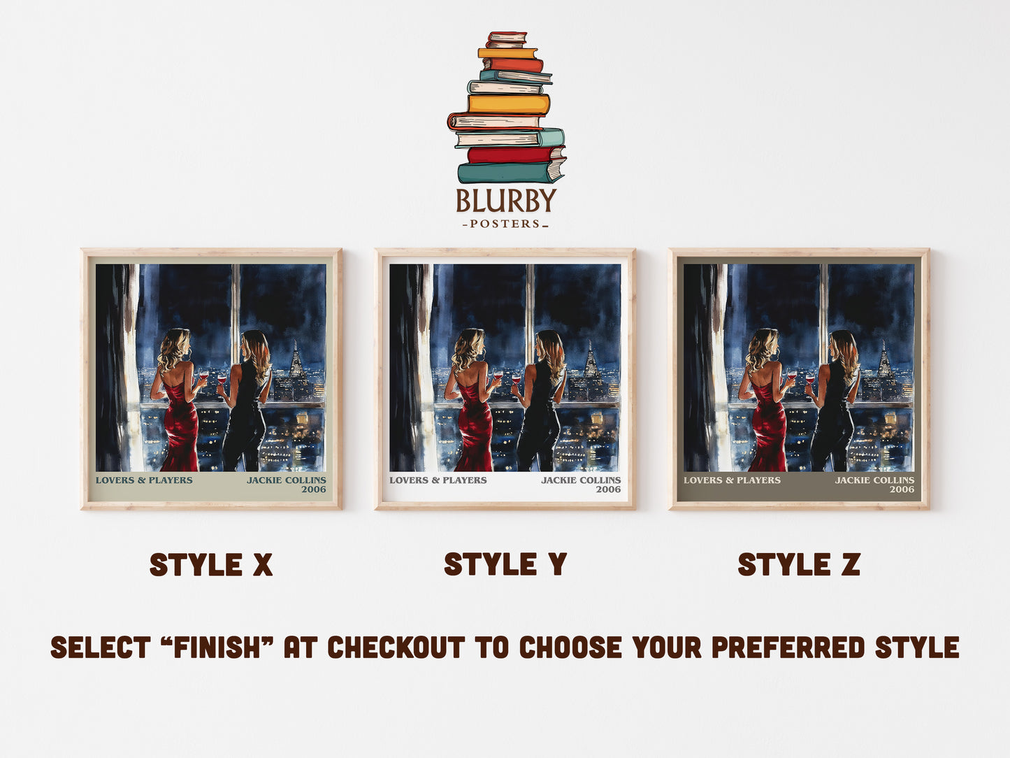 Lovers and Players literary art print colour and style options – Jackie Collins book art