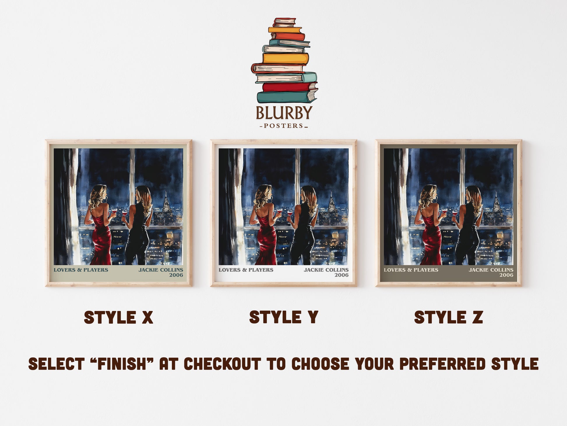 Lovers and Players literary art print colour and style options – Jackie Collins book art