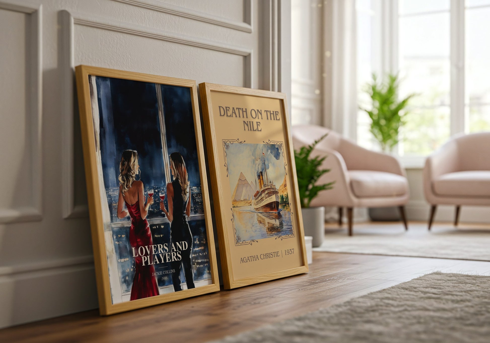 Lovers And Players watercolour print framed by window – literary home decor