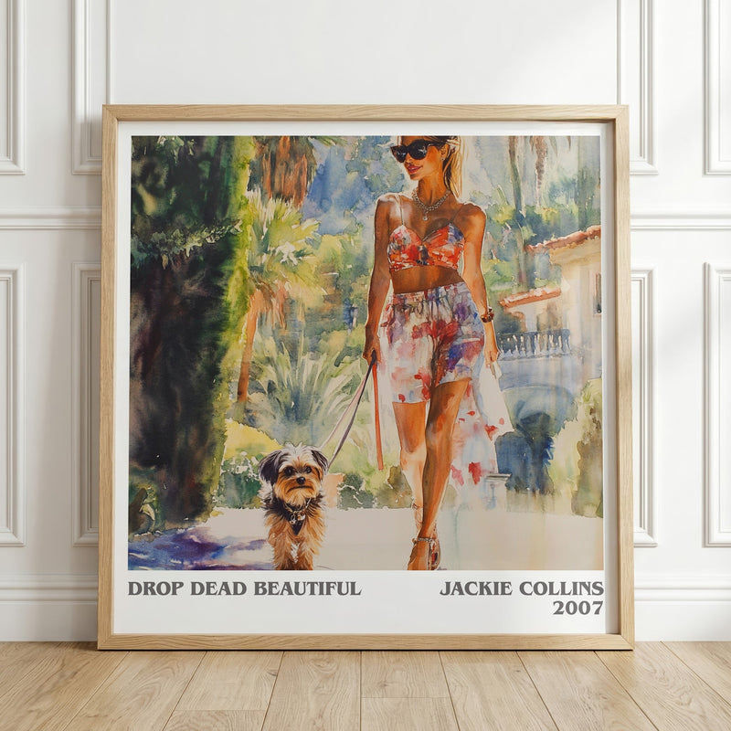 Drop Dead Beautiful literary print in frame leaning in hallway – romance wall art