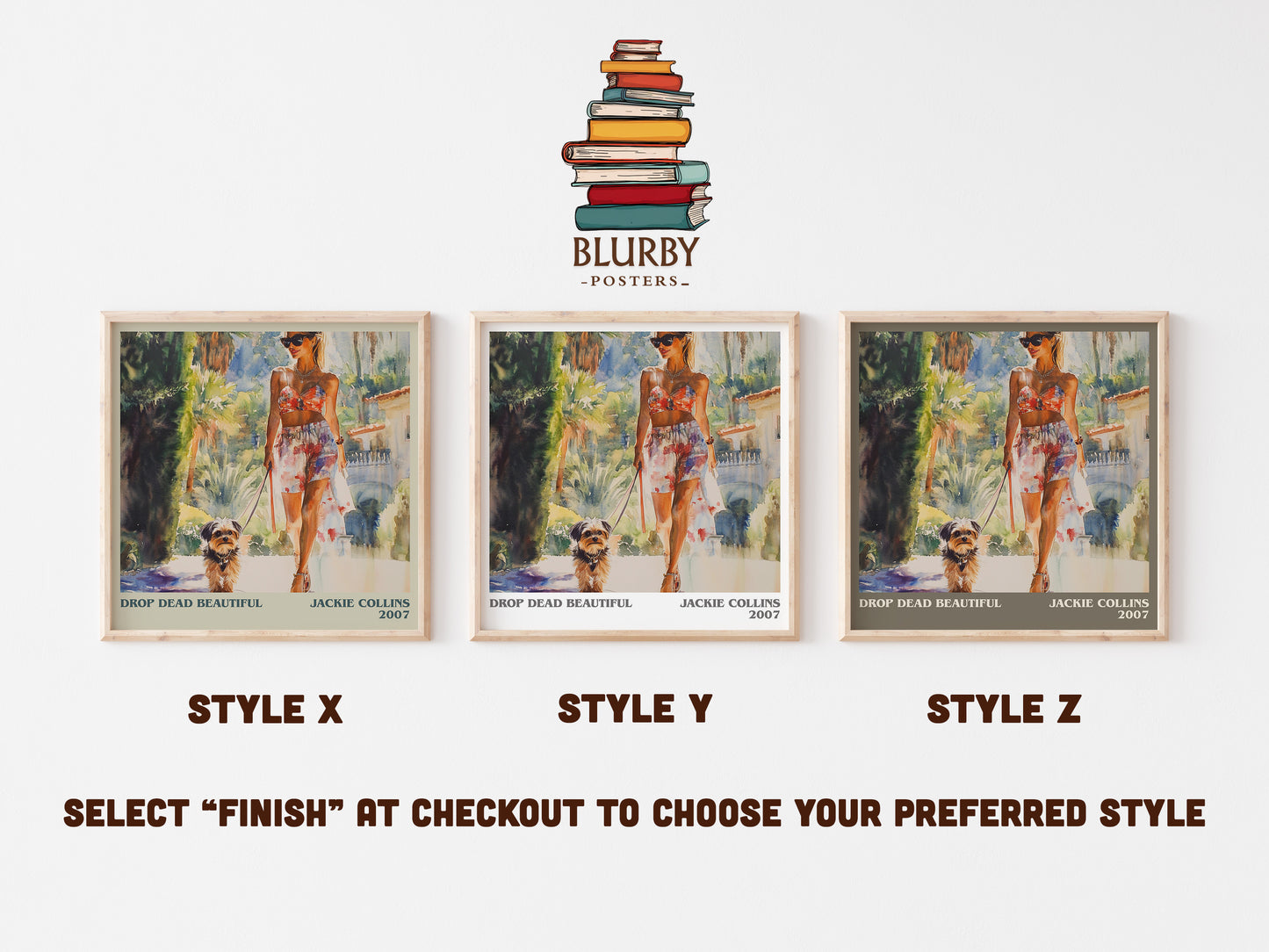 Drop Dead Beautiful literary art print colour and style options – Jackie Collins book art