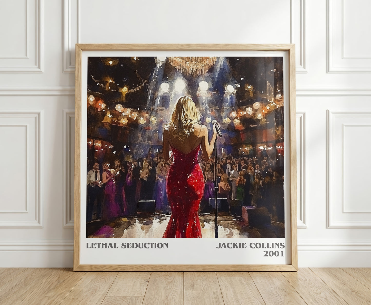 Lethal Seduction literary print in frame leaning in hallway – romance wall art