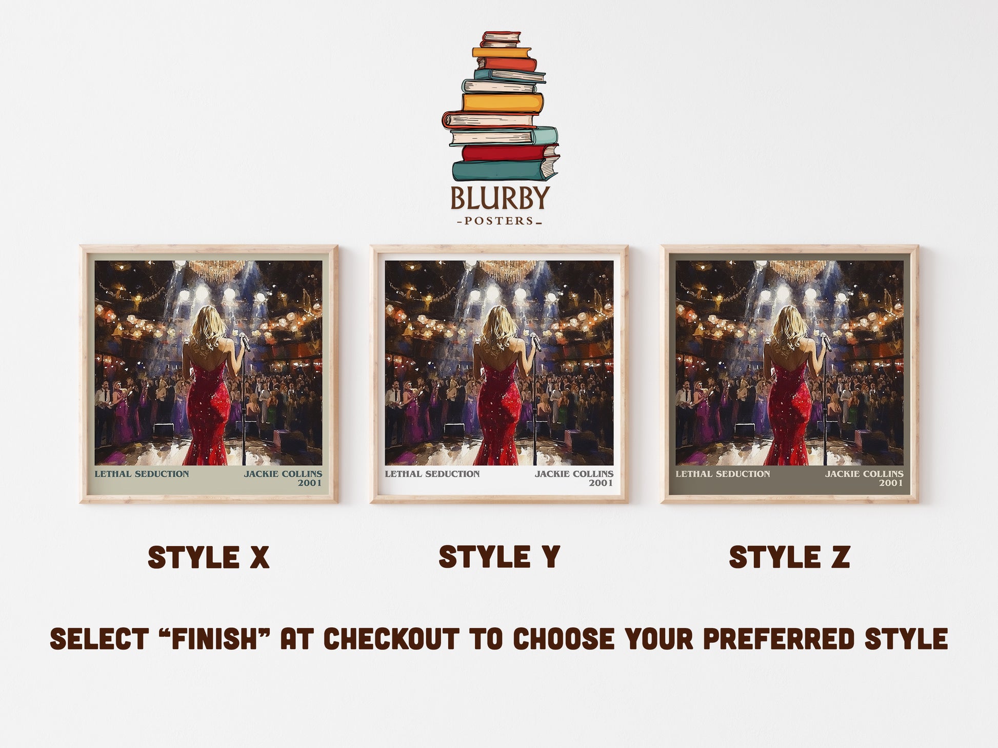 Lethal Seduction literary art print colour and style options – Jackie Collins book art