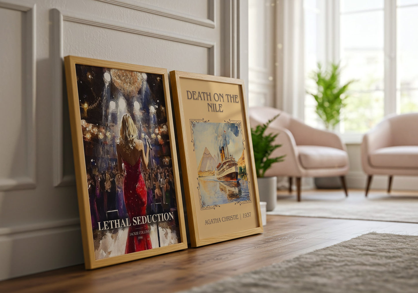 Lethal Seduction watercolour print framed by window – literary home decor