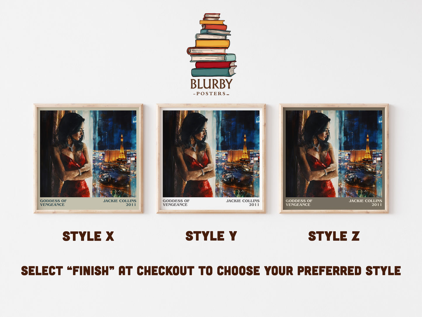 Goddess of Vengeance literary art print colour and style options – Jackie Collins book art