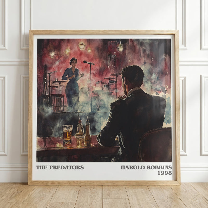 The Predators literary print in frame leaning in hallway – thriller wall art