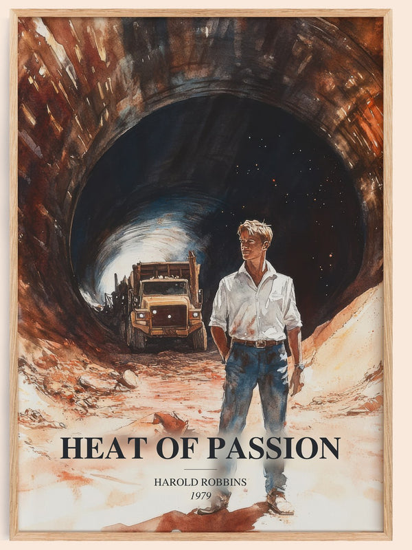 Heat Of Passion watercolour book poster by Harold Robbins – framed literary art print