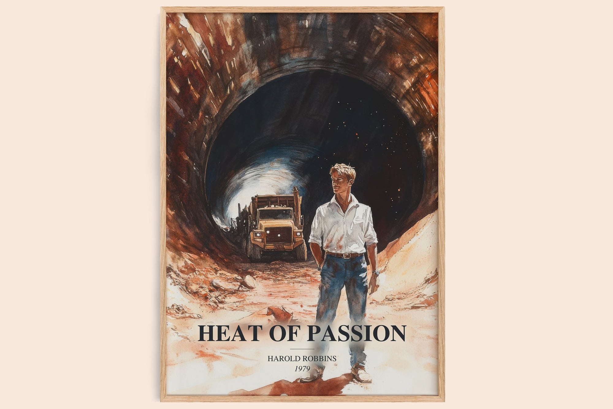 Heat Of Passion watercolour book poster by Harold Robbins – framed literary art print