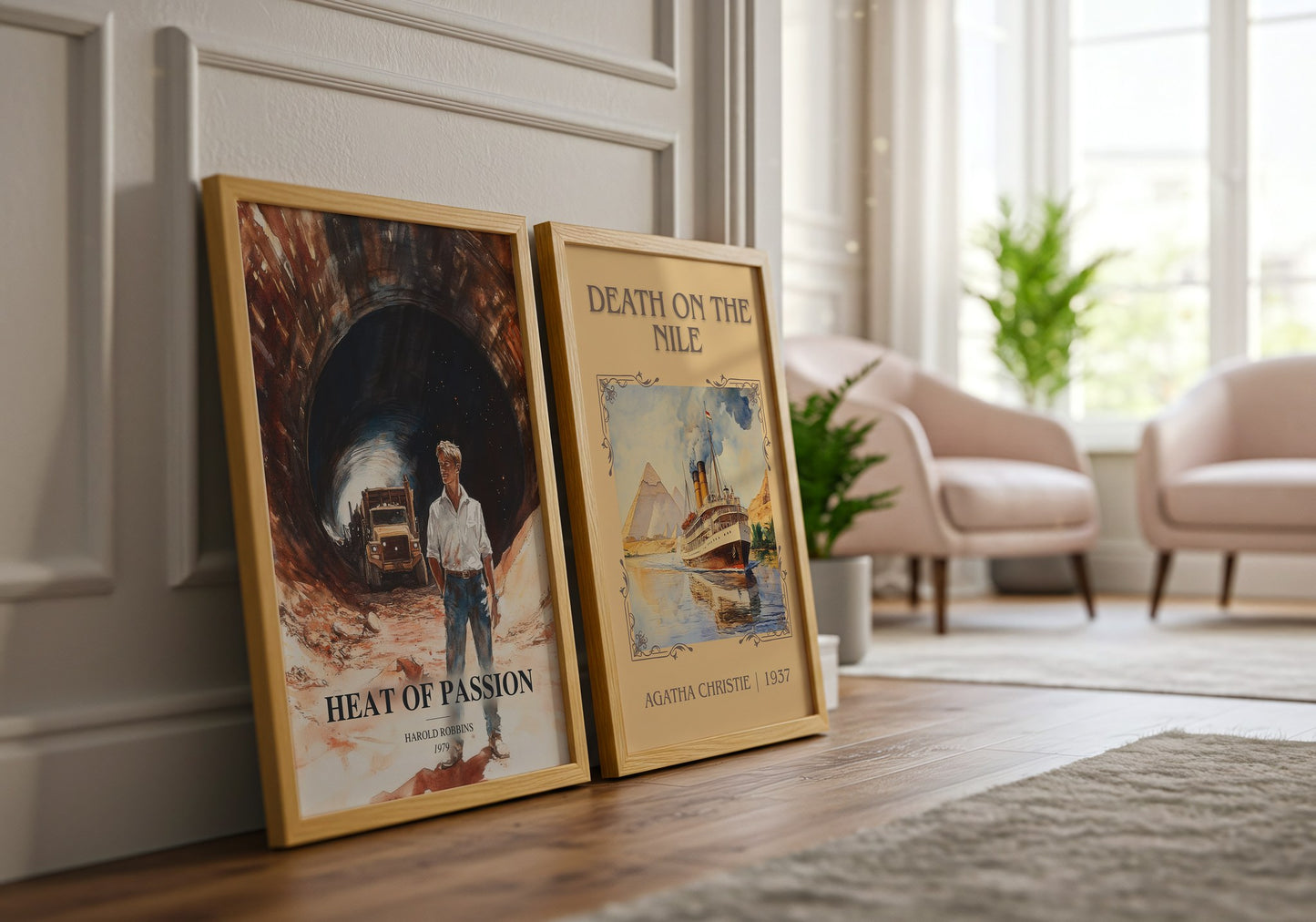 Heat Of Passion watercolour print framed by window – literary home decor
