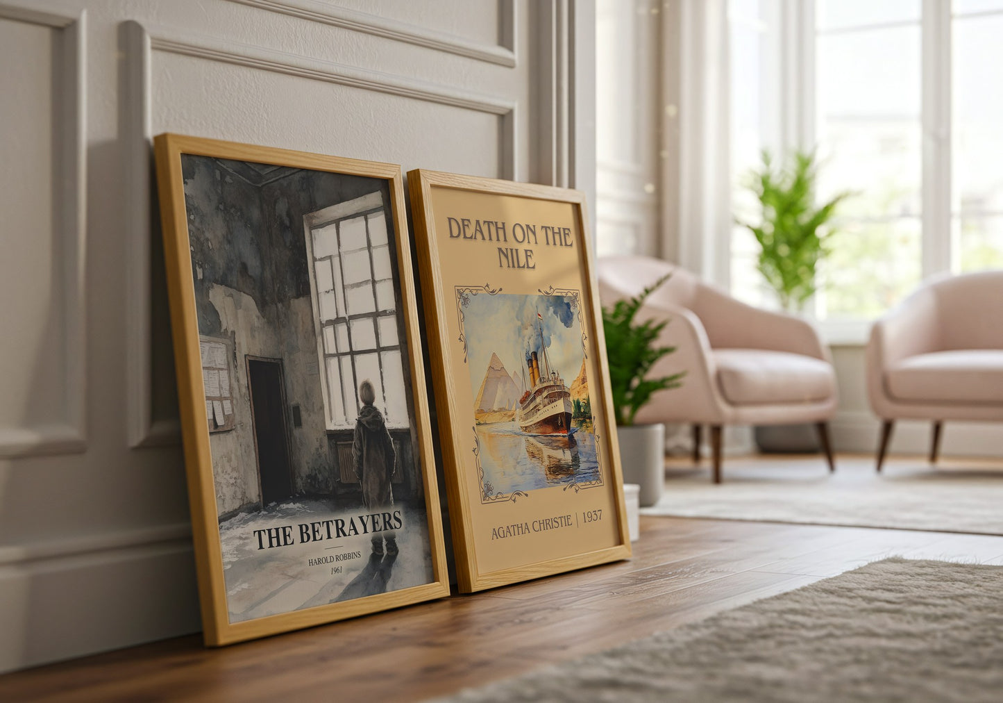 The Betrayers watercolour print framed by window – literary home decor