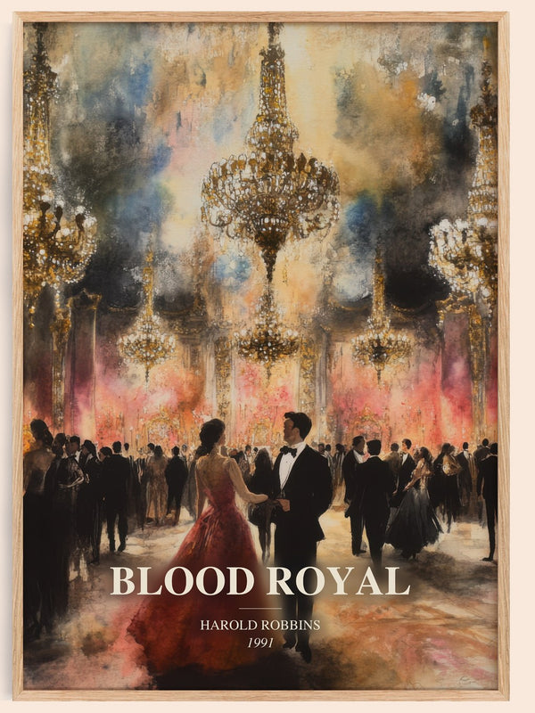 Blood Royal watercolour book poster by Harold Robbins – framed literary art print