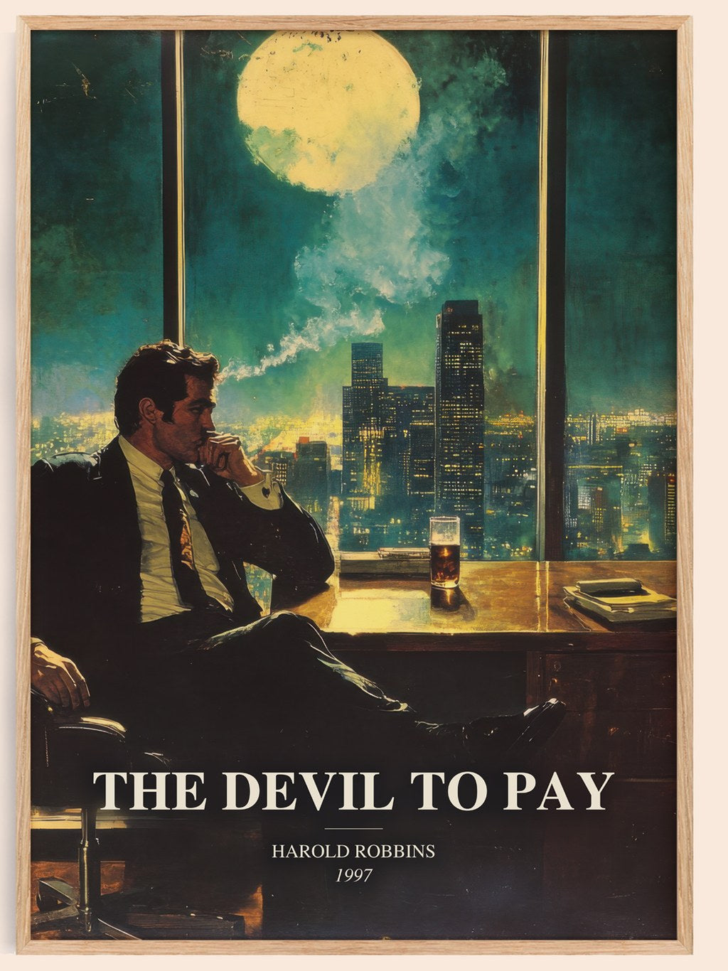 The Devil To Pay watercolour book poster by Harold Robbins – framed literary art print