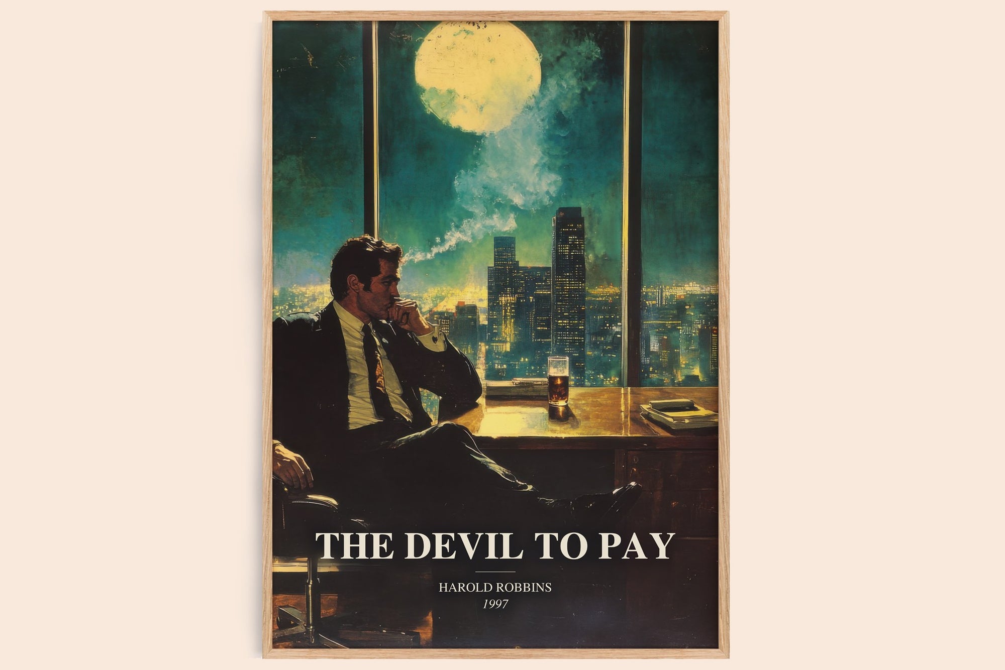 The Devil To Pay watercolour book poster by Harold Robbins – framed literary art print