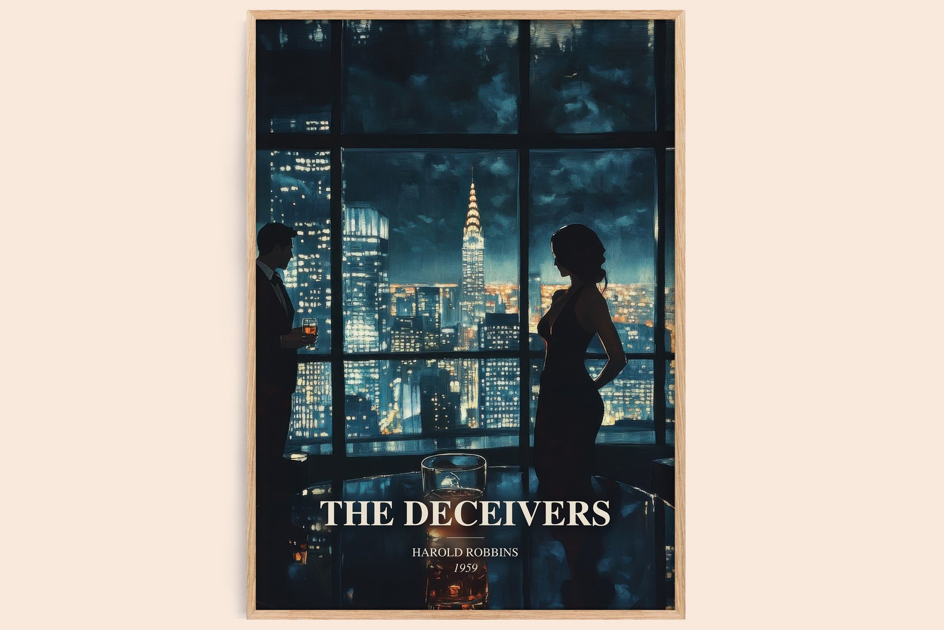 The Deceivers watercolour book poster by Harold Robbins – framed literary art print