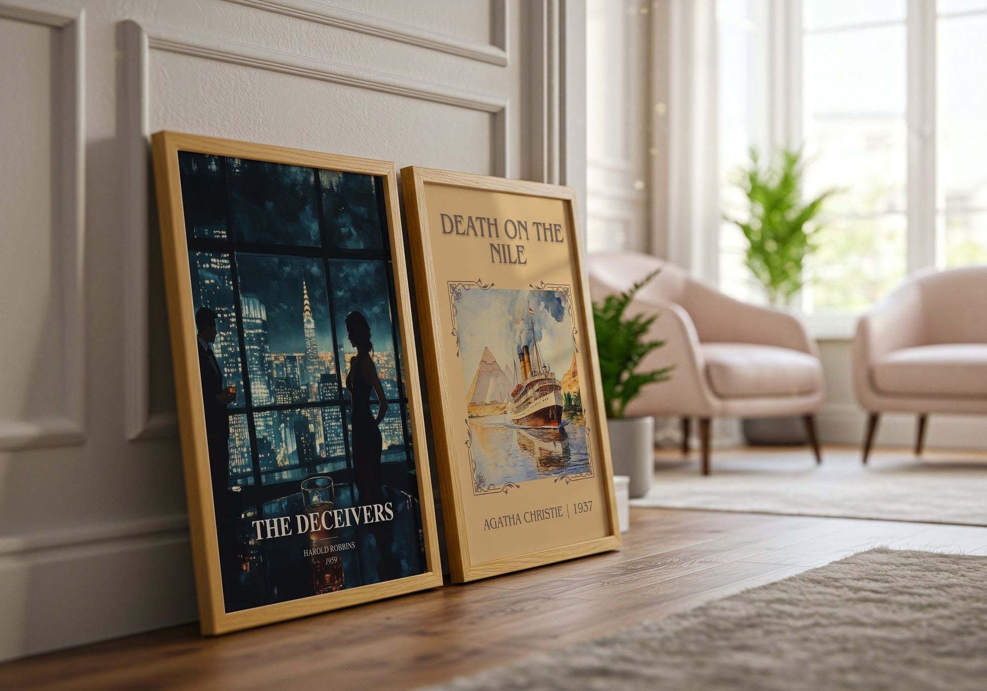 The Deceivers watercolour print framed by window – literary home decor