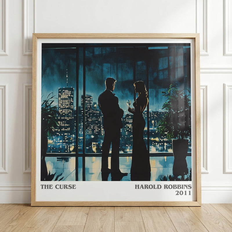 The Curse literary print in frame leaning in hallway – thriller wall art