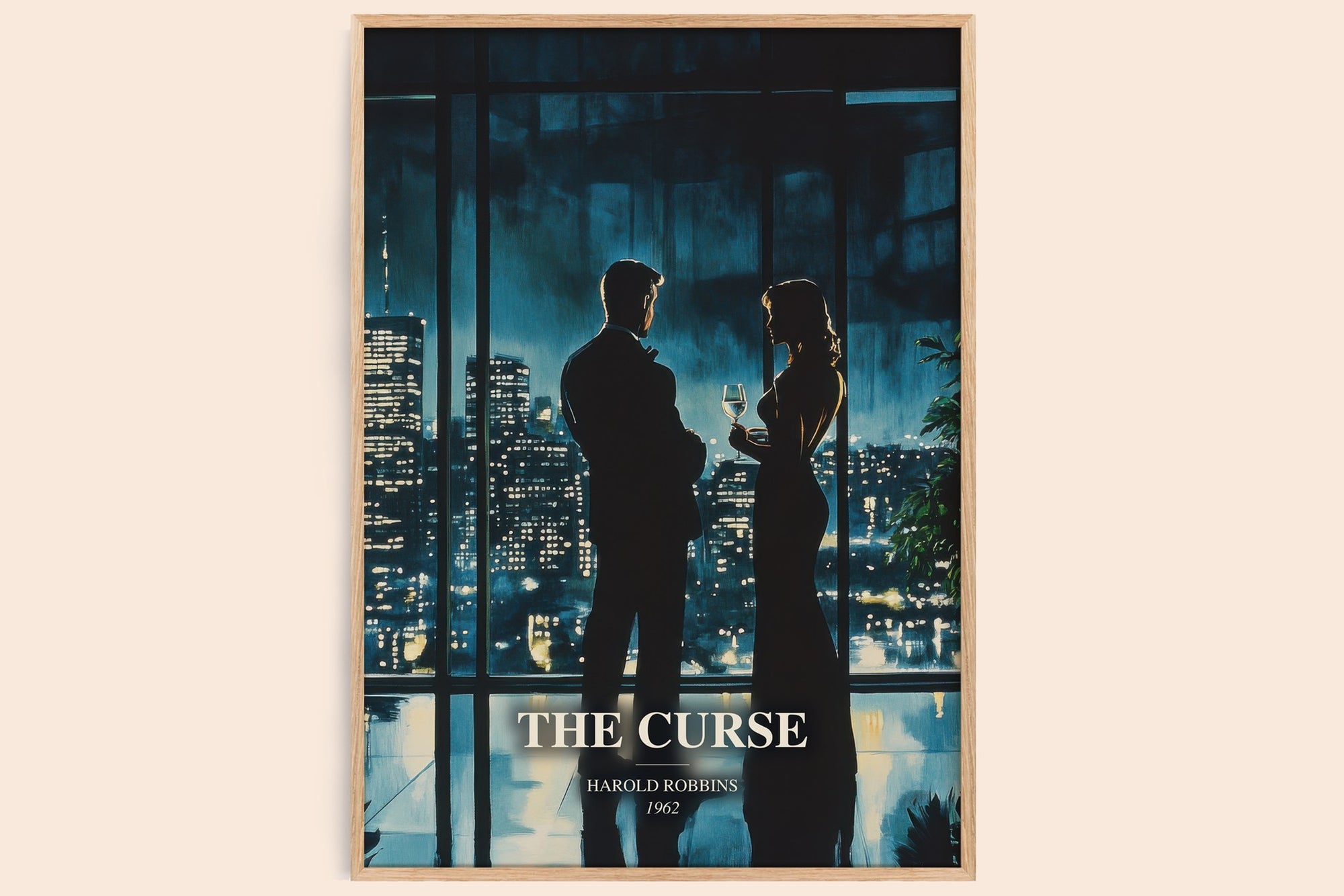 The Curse watercolour book poster by Harold Robbins – framed literary art print