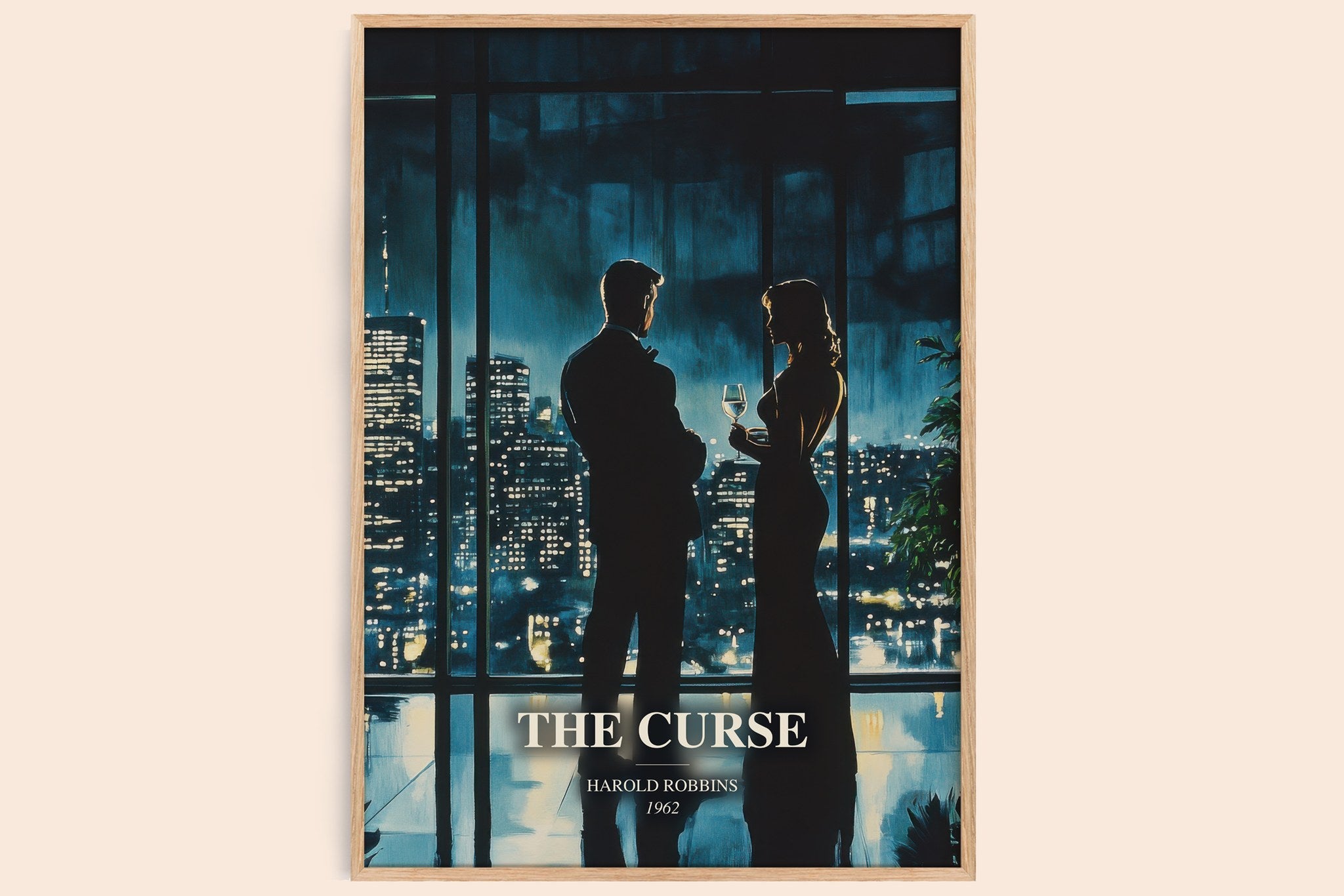 The Curse watercolour book poster by Harold Robbins – framed literary art print