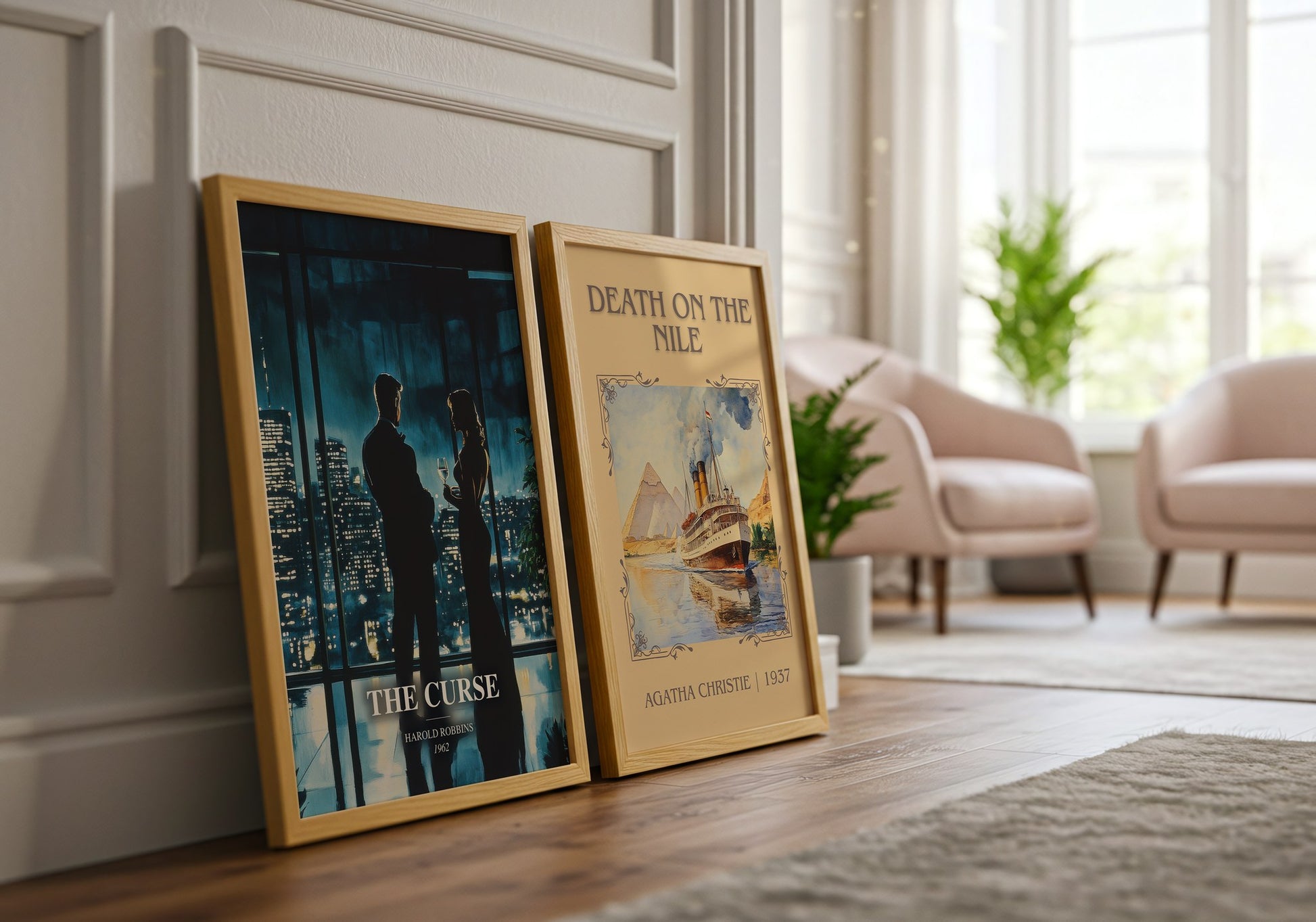 The Curse watercolour print framed by window – literary home decor