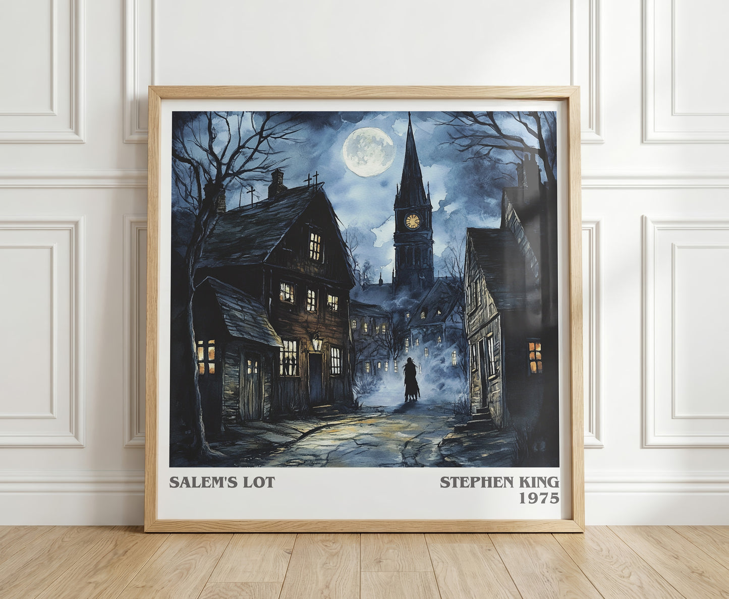Salem's Lot literary print in frame leaning in hallway – horror wall art