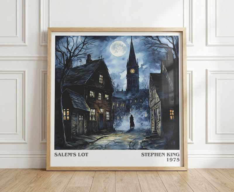 Salem's Lot literary print in frame leaning in hallway – horror wall art